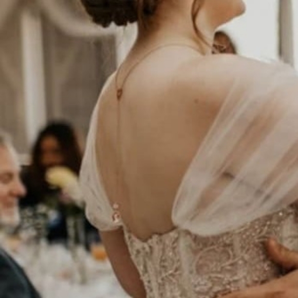 Backdrop Bridal/Bridesmaid Necklace, Swarovski Crystal Necklace Rose Gold - Picture 4 of 5